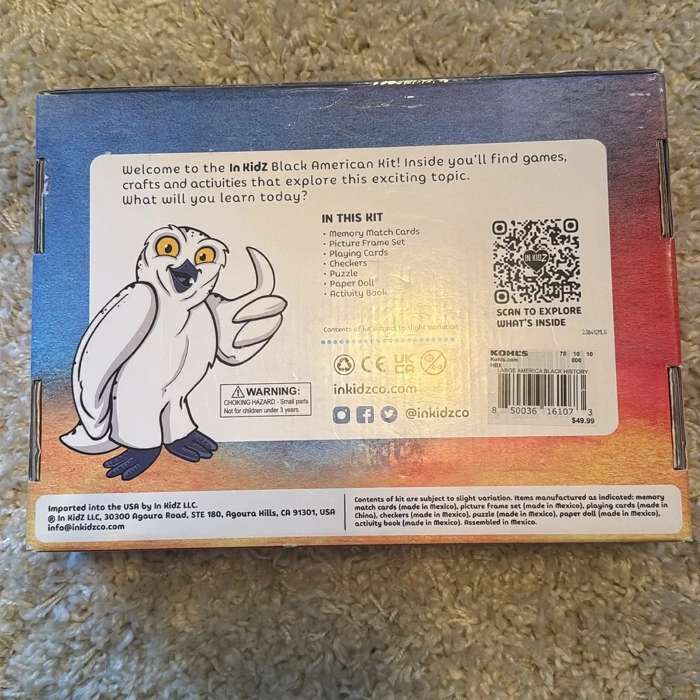 In Kidz Black American Craft and Activity Set NWT